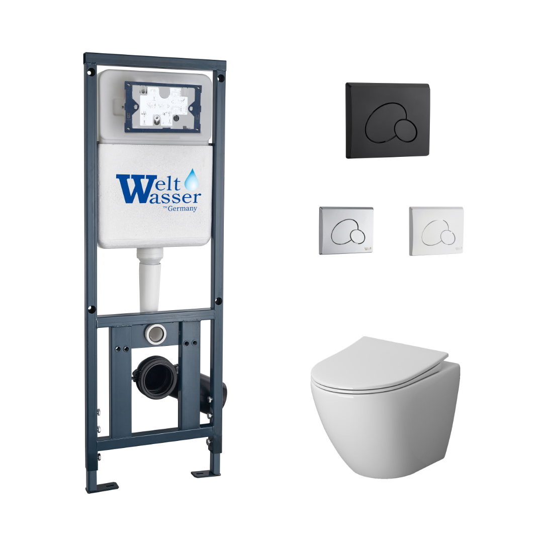 комплект инсталляции welt-wasser marberg 410 rd с унитазом niagara vista ng-9301 и черной клавишей смыва