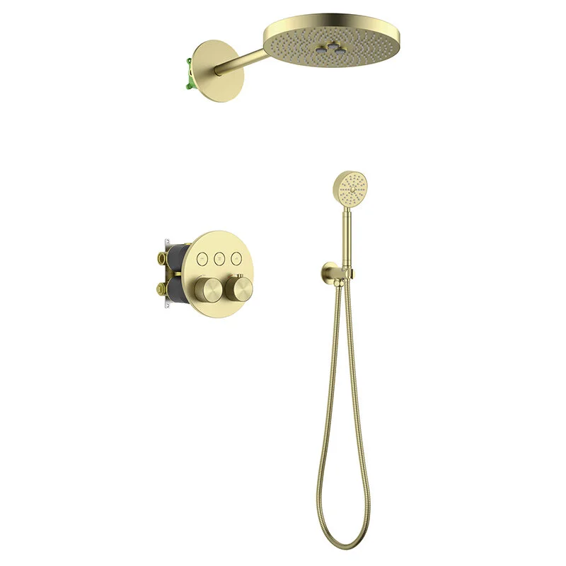 душевая система скрытого монтажа timo saona sx-2308/17sm brushed gold, с термостатом