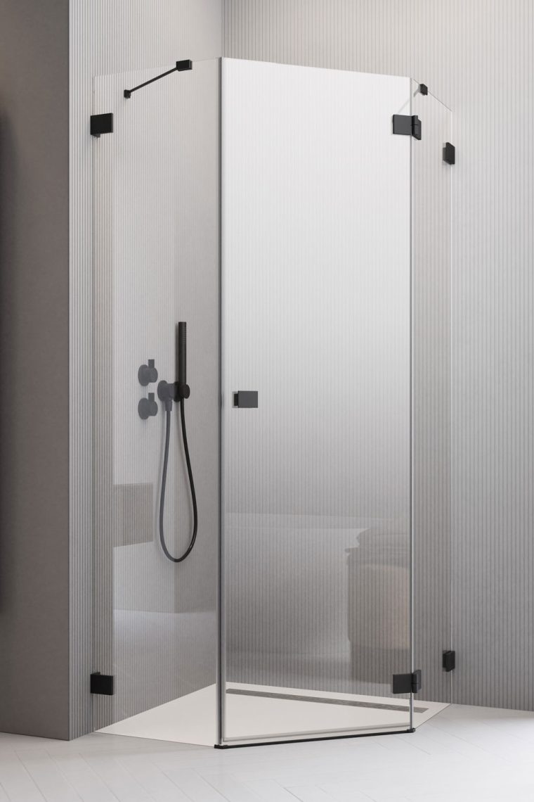душевой уголок radaway essenza pro 8 black ptj 80x80 правый, стекла прозрачные, профиль черный