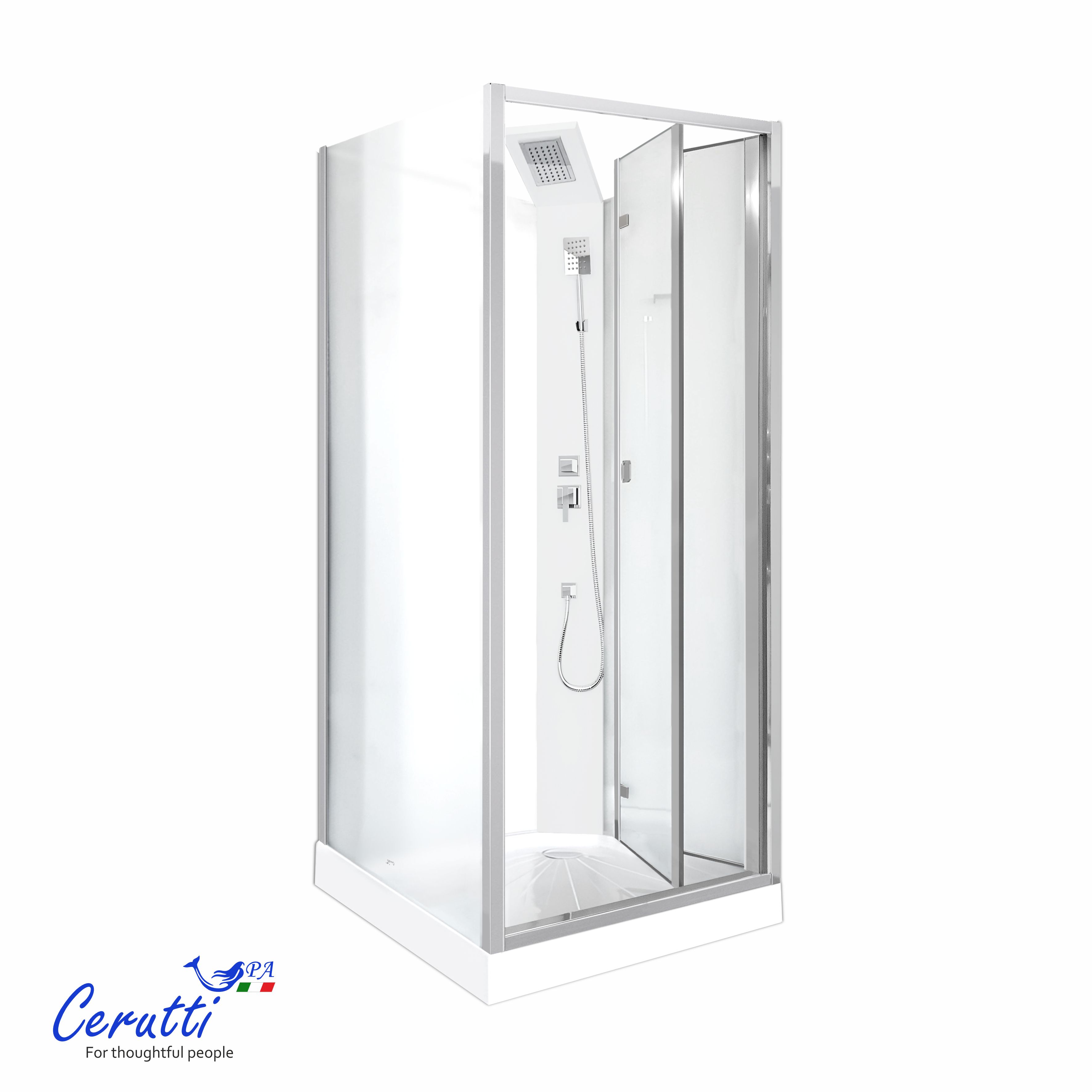 душевая кабина ceruttispa bella90f 90x90 б/к, стекла матовые, профиль хром