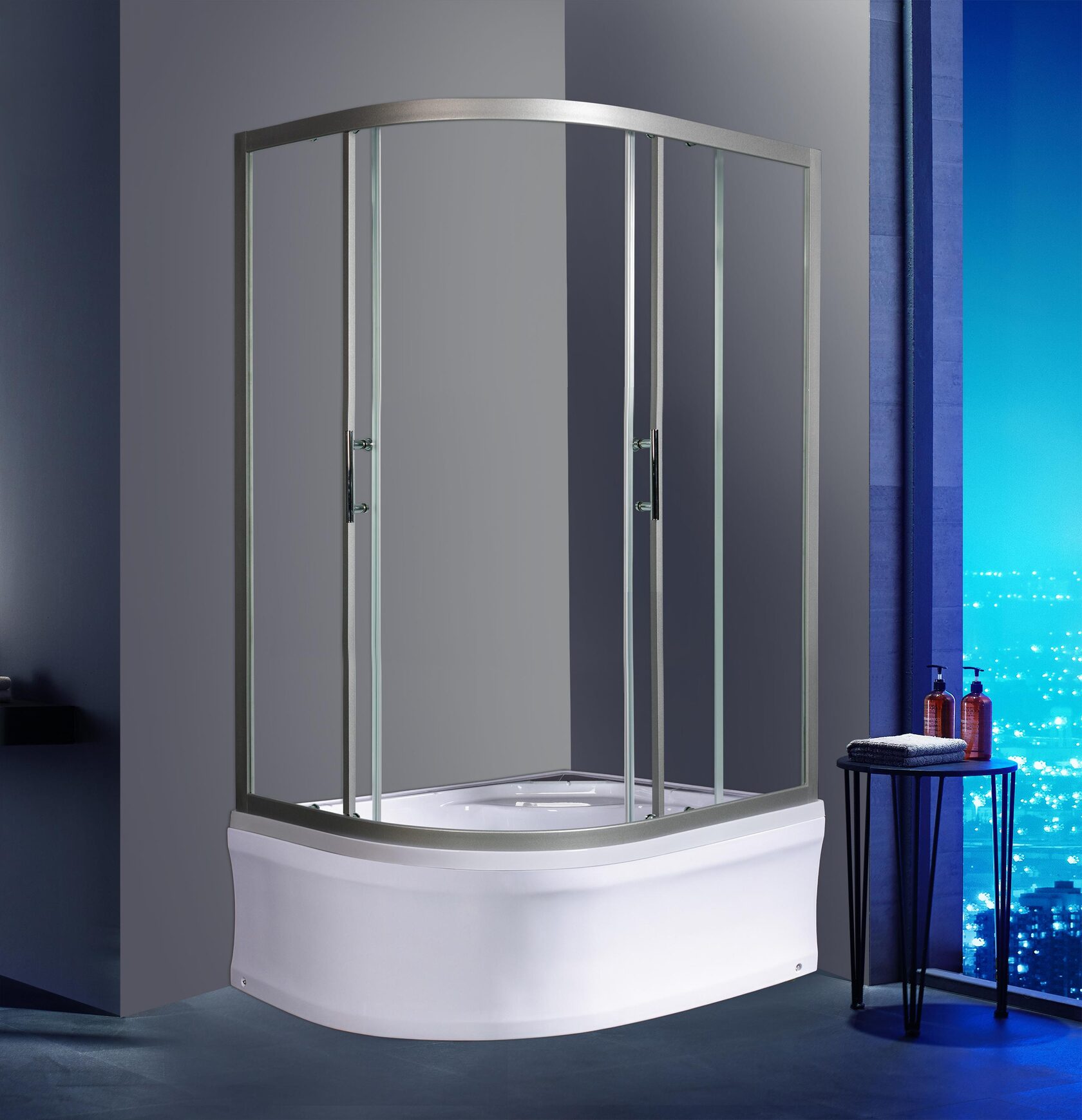 душевой уголок welt-wasser ww500 с 120/90/159 l 120x90 левый, стекла прозрачные, профиль хром, с поддоном