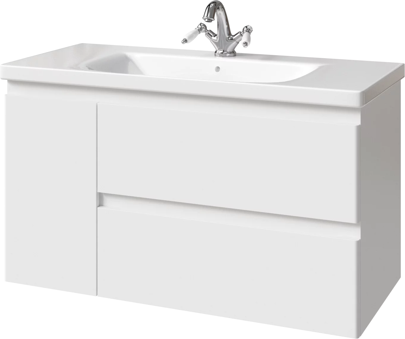 тумба подвесная caprigo forte 100 36115l-sf027 белый матовый