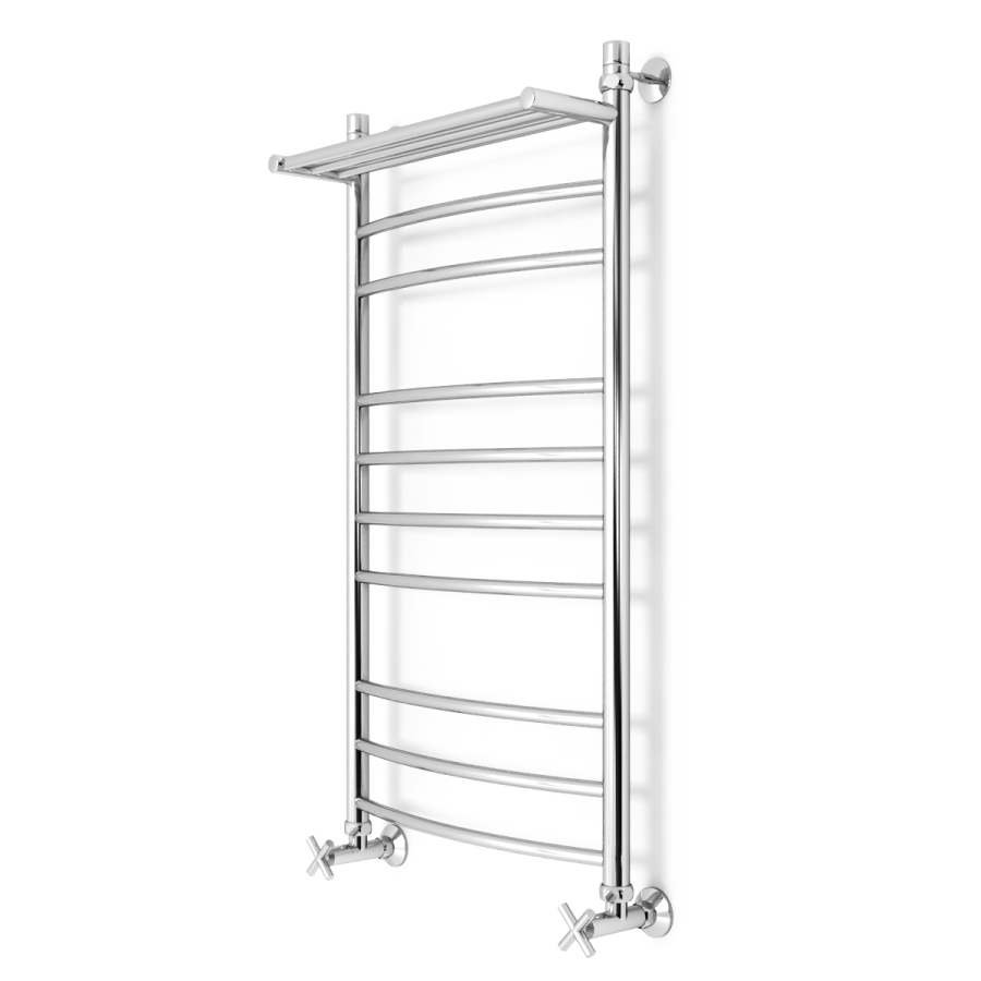 полотенцесушитель zorg varta plus 500/1000 50x100 с полкой, нижнее подключение, хром