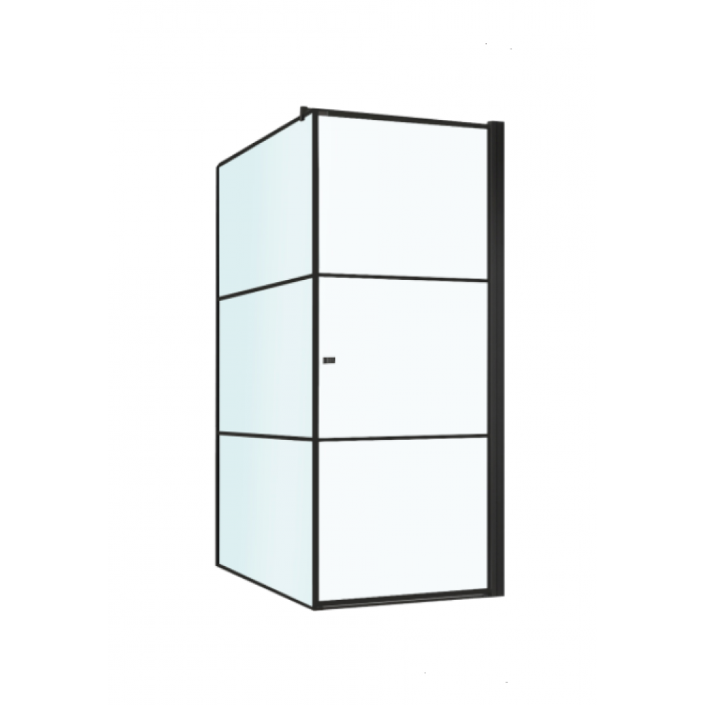 душевой уголок berges dark 90x90 правый, стекла прозрачные, профиль черный матовый