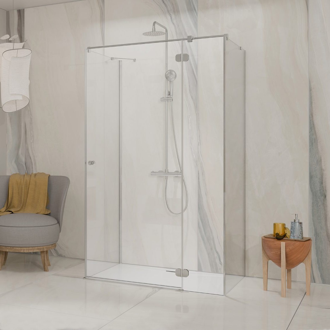 душевой уголок radaway torrenta chrome kdj+s 110x100 правый, стекла прозрачные, профиль хром