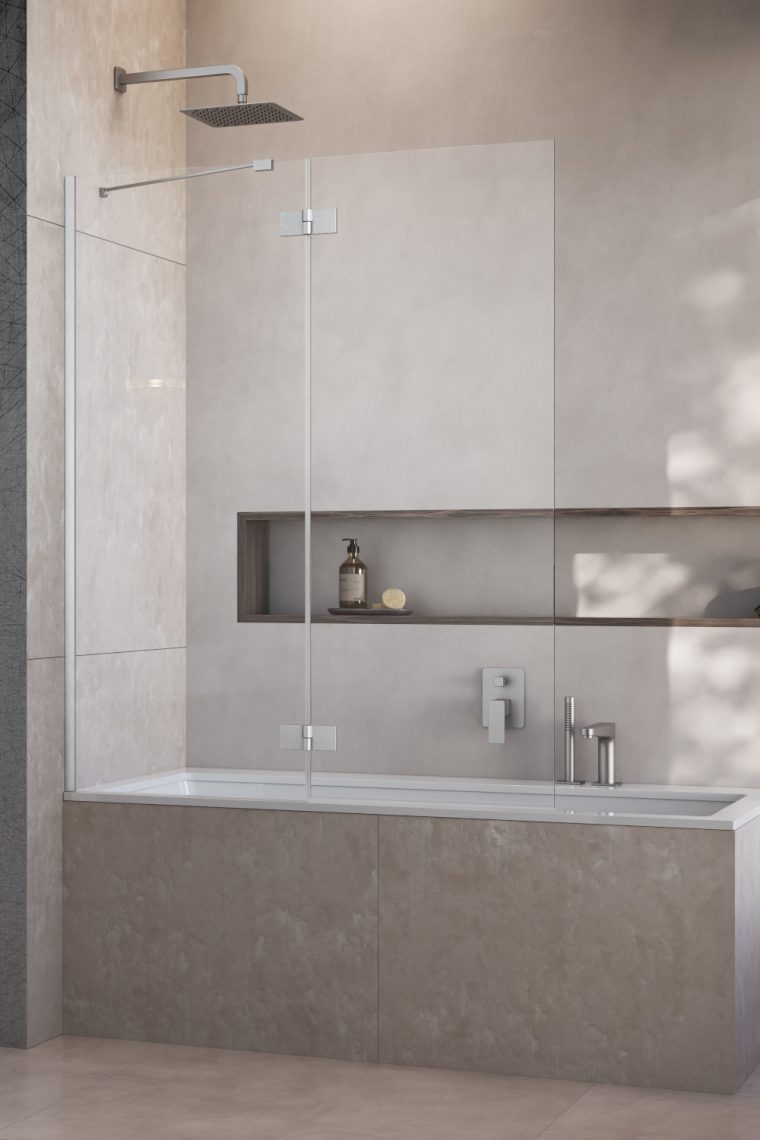 шторка на ванну radaway essenza brushed nickel pnd ii 110x150 левая, стекла прозрачные, профиль брашированный никель