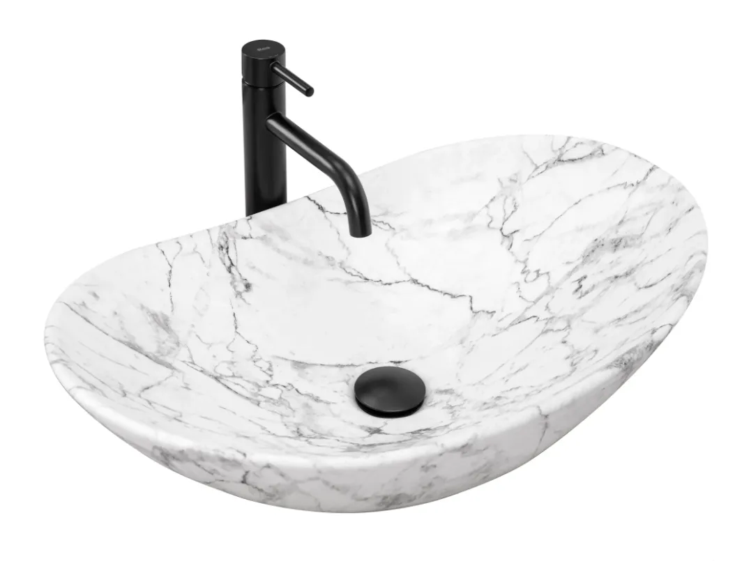 умывальник rea royal statuario marble matt 60.5x36 мрамор