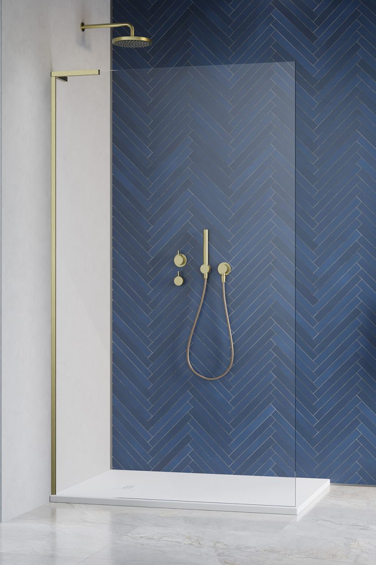 душевой уголок radaway walk-in modo sl ii brushed gold 120 left прозрачное стекло / профиль брашированное золото (левый)