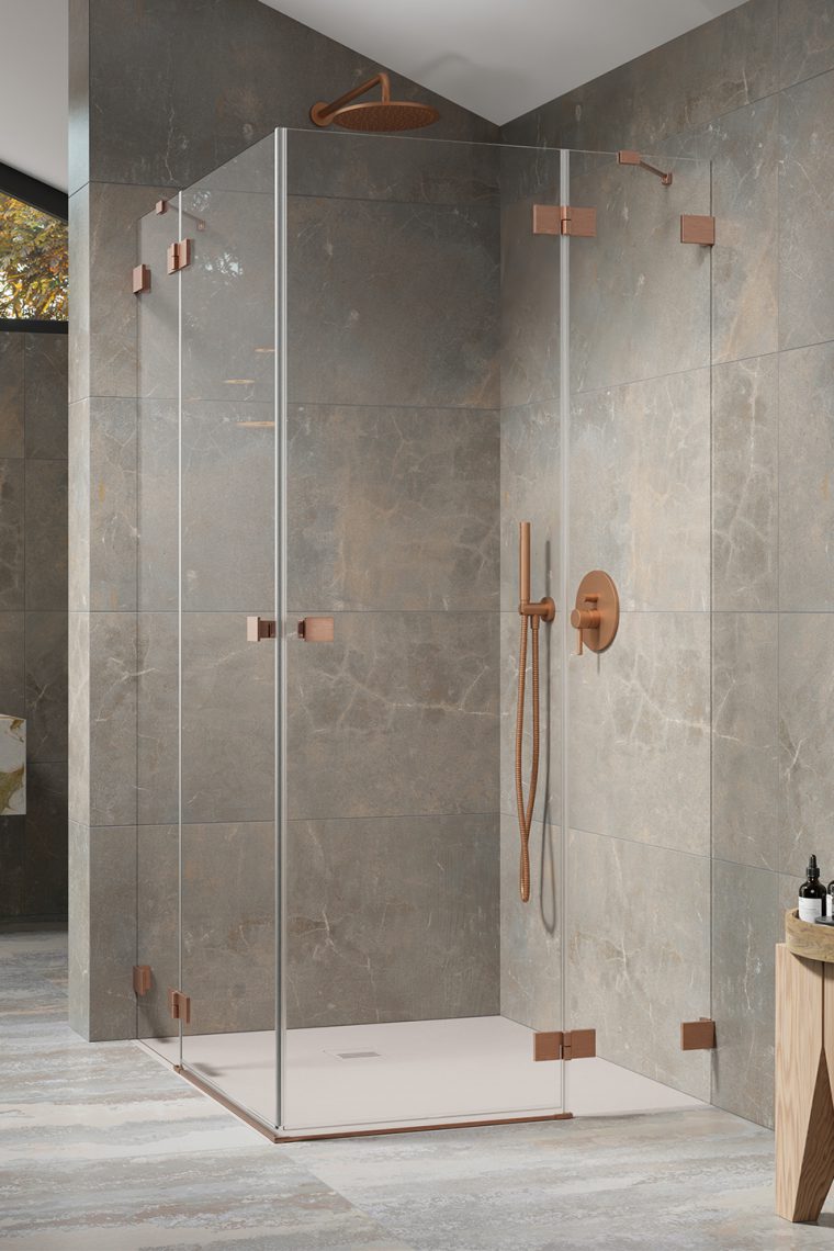 душевой уголок radaway essenza pro brushed copper kdd 100x80 прозрачное/брашированная медь