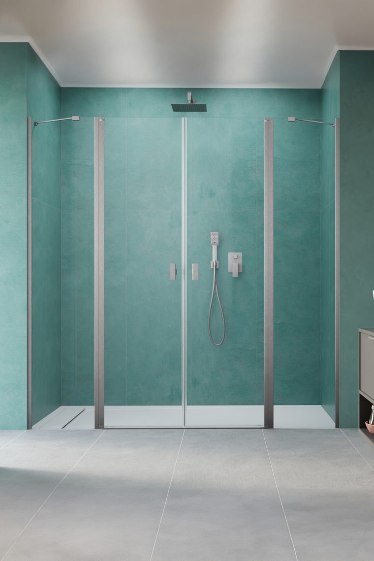 душевая дверь radaway nes brushed nickel dwd ii ( d/d g 930+s/w 570) 150x200 стекла прозрачные, профиль брашированный никель