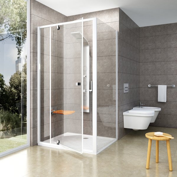 душевой уголок ravak pivot pdop2+pps 110x100 стекла прозрачные, профиль белый