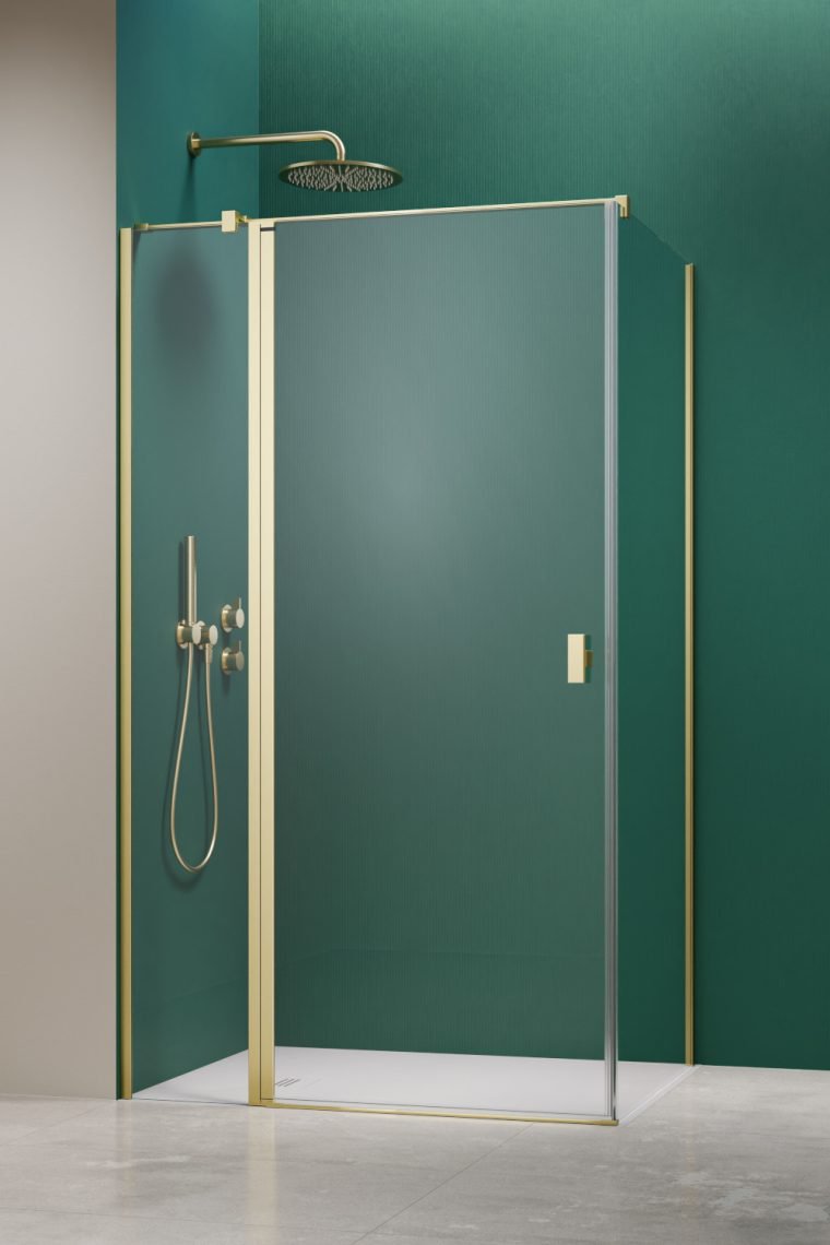 душевой уголок radaway nes 6 brushed light gold kdj ii 110x80 левый, стекла прозрачные, профиль брашированное светлое золото
