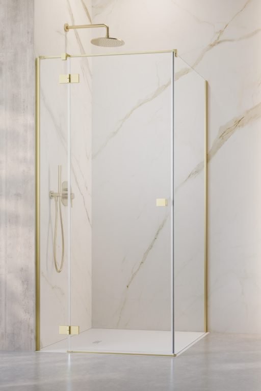 душевой уголок radaway essenza 6 brushed light gold kdj 100x80 левый, стекла прозрачные, профиль брашированное светлое золото