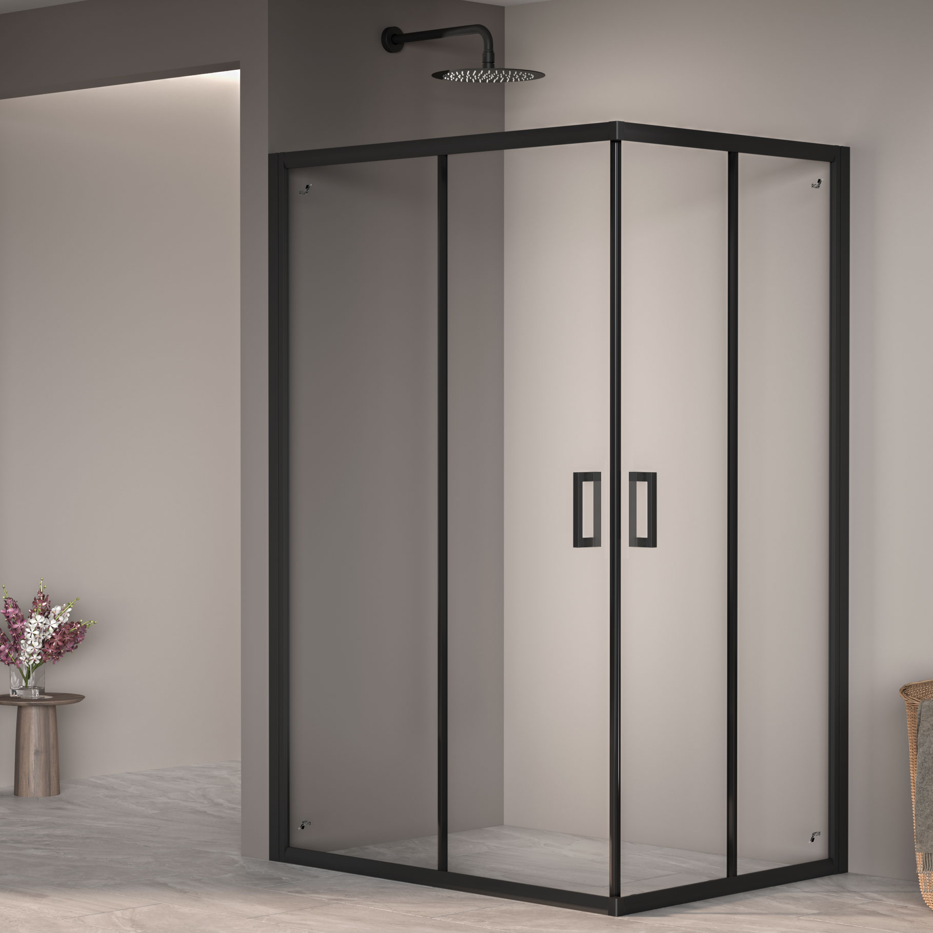 душевой уголок rgw passage pa-246b 120x90 стекла прозрачные, профиль черный