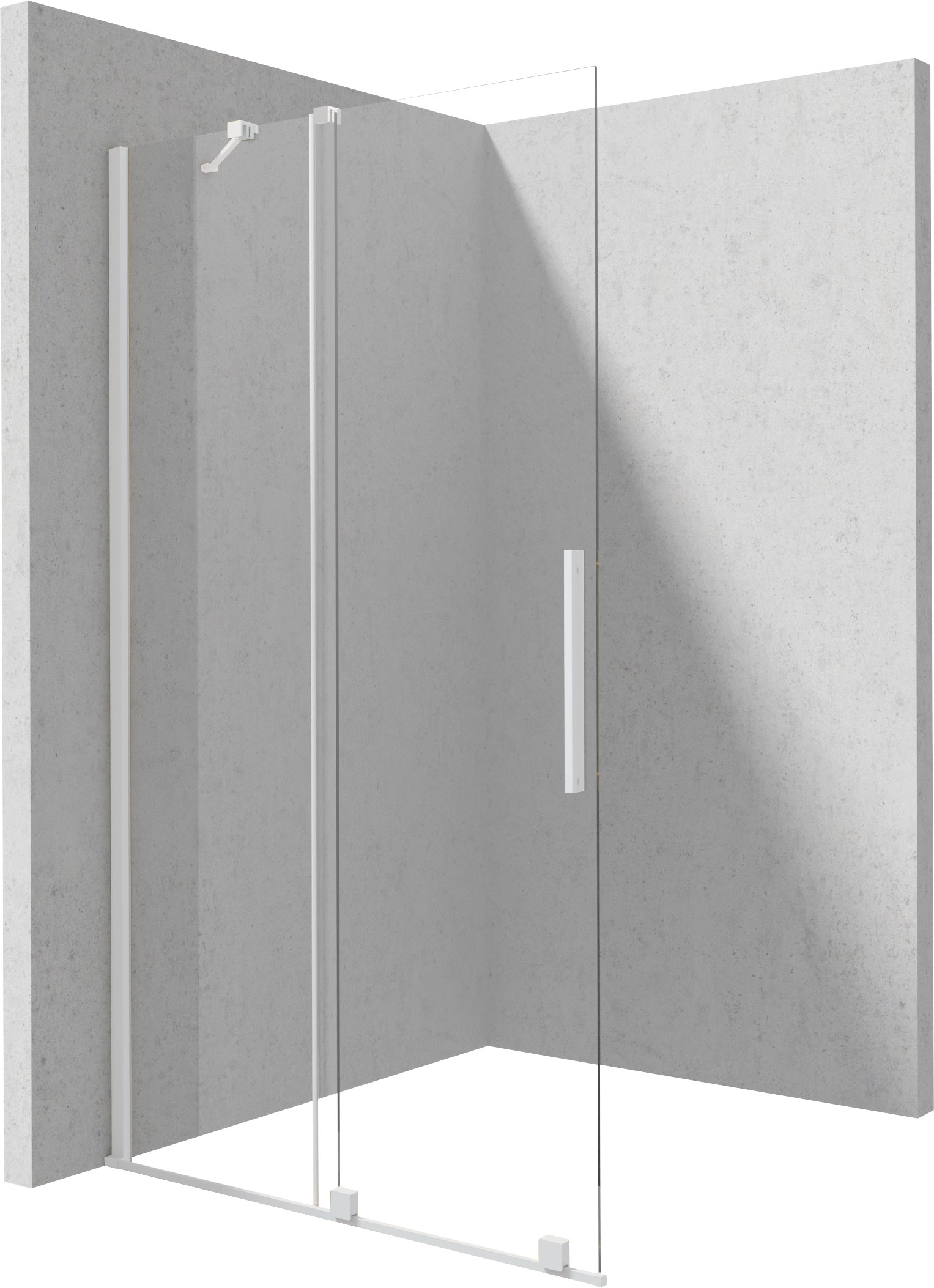 душевой уголок deante prizma walk-in 90x195 стекла прозрачные, профиль белый