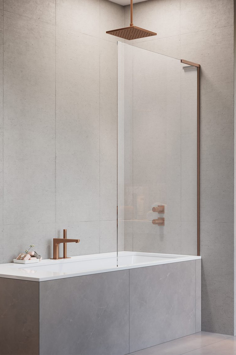 шторка на ванну radaway modo sl brushed copper pnj ii 90x150 правая, стекла прозрачные, профиль брашированная медь