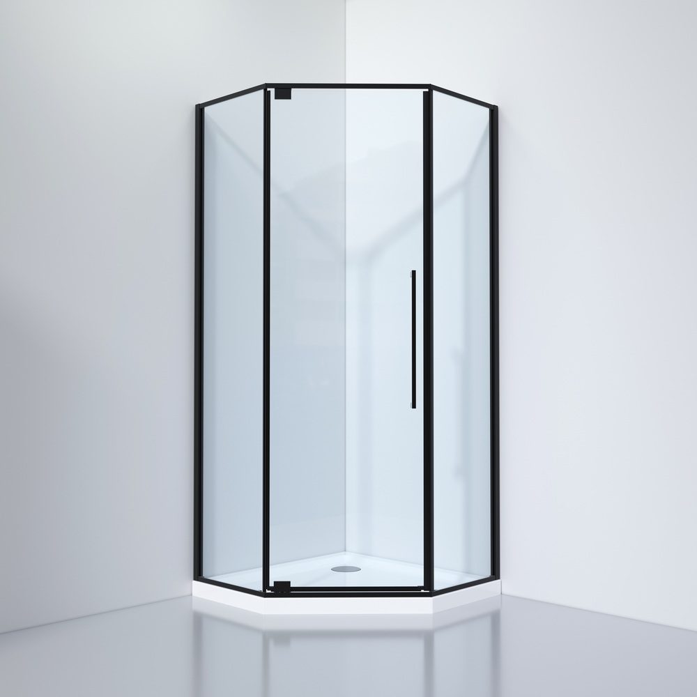 душевой уголок black&white stellar wind s815 bc 100x100 прозрачные стекла / профиль черный матовый