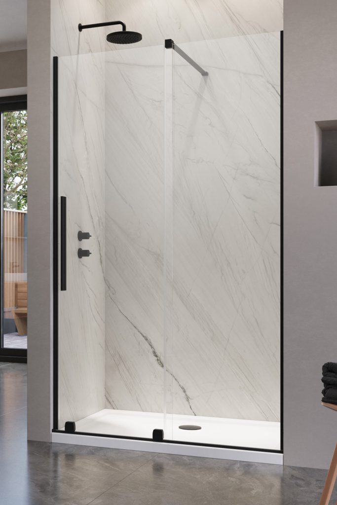 душевая дверь radaway furo black dwj 90r 90x200 стекло прозрачное, профиль черный (правая)