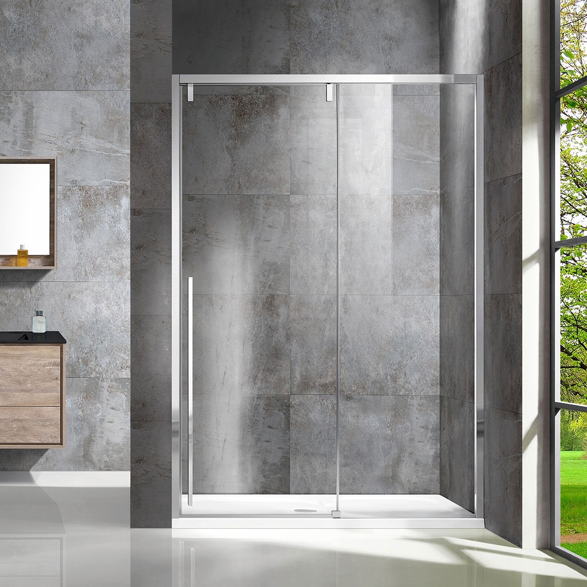 душевая дверь vincea lugano vds-1l150cl-1 150x195 стекло прозрачное / профиль хром