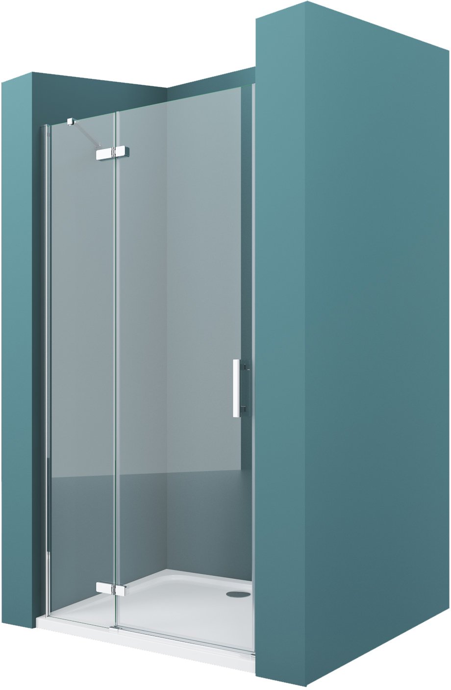 душевая дверь belbagno kraft-60/40-c-cr-l 100x195 стекло прозрачное, профиль хром