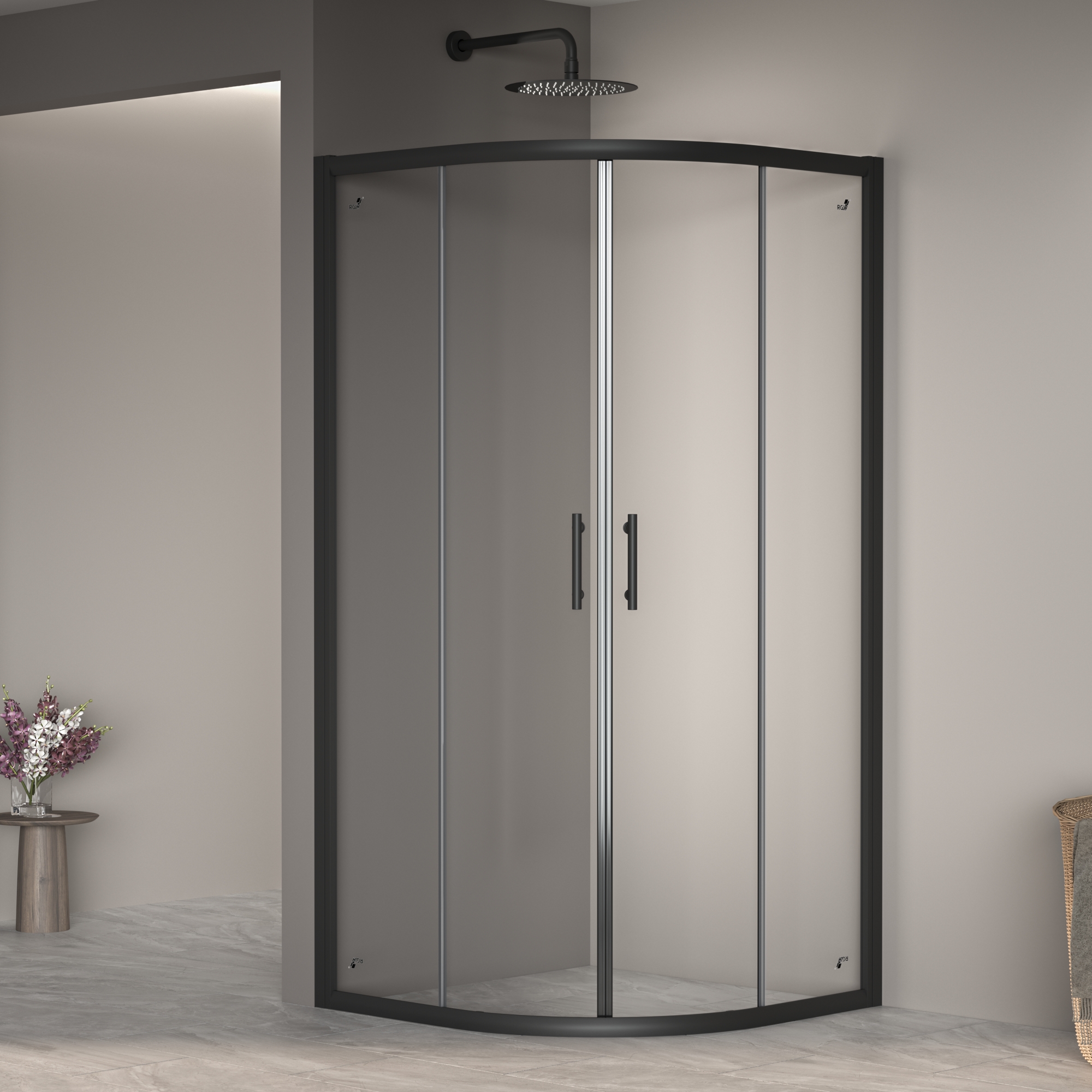 душевой уголок rgw passage pa-51-b 02085199-14 90x90 стекла прозрачные, профиль черный