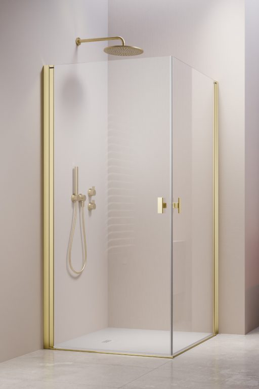 душевой уголок radaway nes 6 brushed light gold kdd i 90x80 стекла прозрачные, профиль брашированное светлое золото