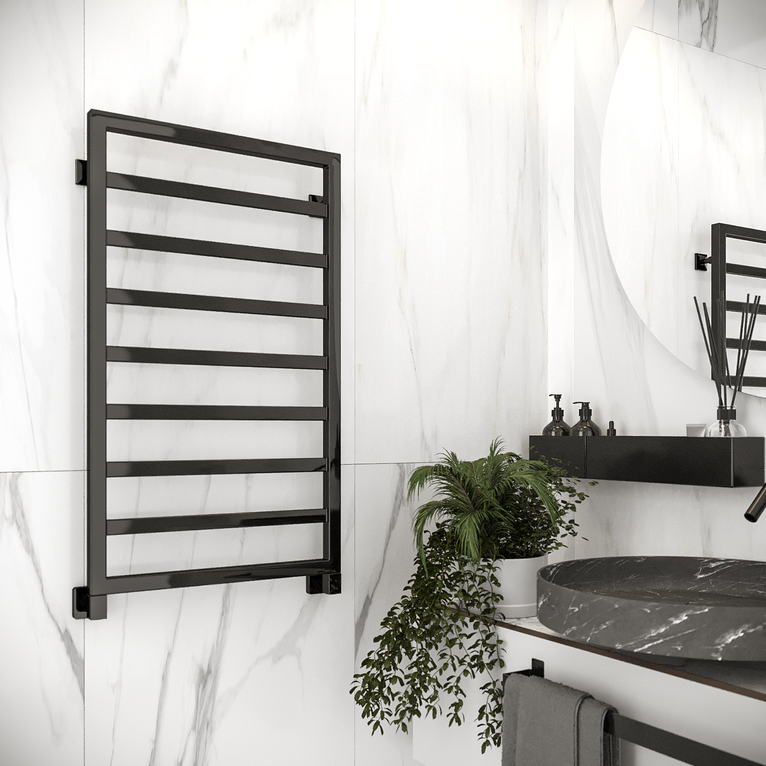 полотенцесушитель водяной stinox bergamo 50x90 черный глянец