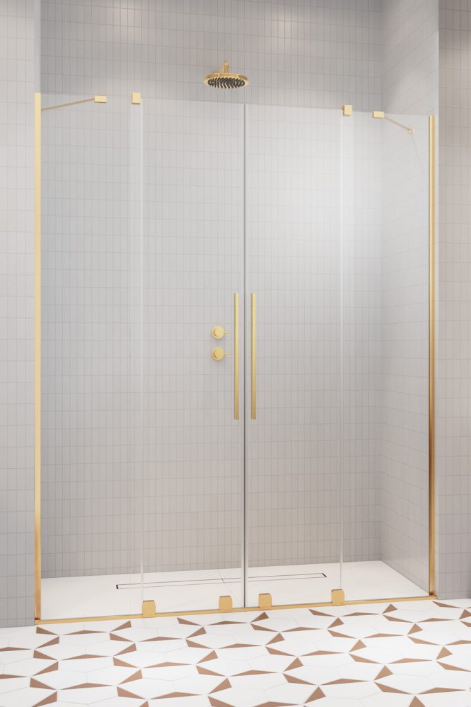 душевая дверь radaway furo gold dwd 200 200x200 стекло прозрачное, профиль золото