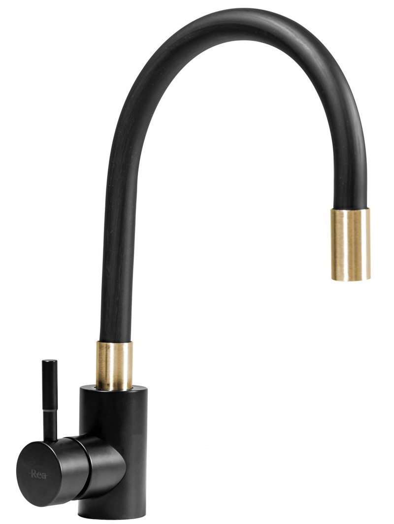 смеситель для кухни rea clever black/gold rea-b5219 черный/золото