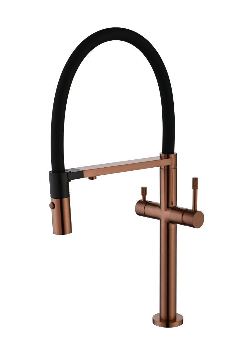 смеситель для кухни boheme uno brushed bronze 115-brb с подключением фильтра, брашированная бронза