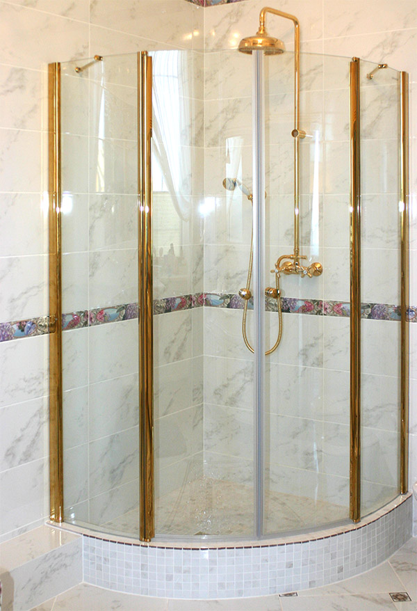 душевой уголок gutewetter lux meliori gk-602 100x100 (позолота/стекло матовое)