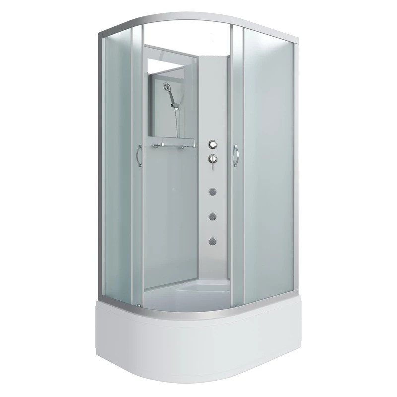 душевая кабина niagara ng-2310-14rbkg 120x80 с гидромассажем, правая, без крыши, стекла матовые, профиль серебро