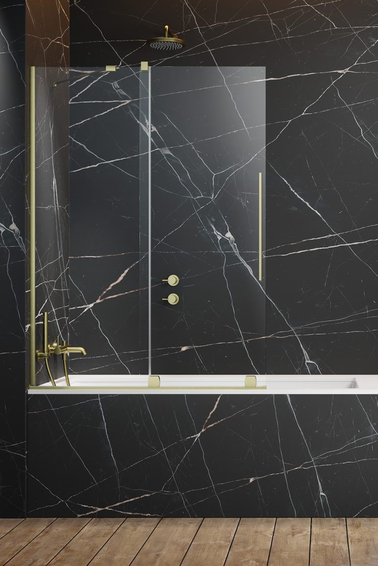шторка на ванну radaway furo brushed gold pnd ii l150x150 стекла прозрачные, профиль брашированное золото