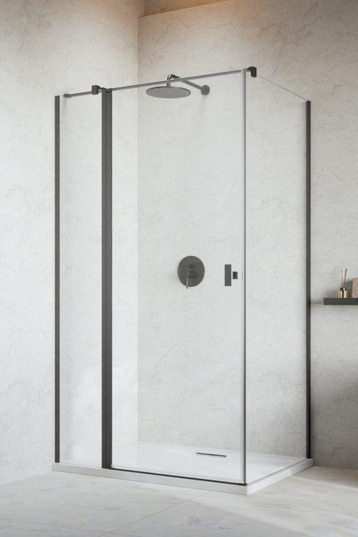 душевой уголок radaway nes brushed gunmetal kdj ii 100x80 левый, стекла прозрачные, профиль брашированная оружейная сталь