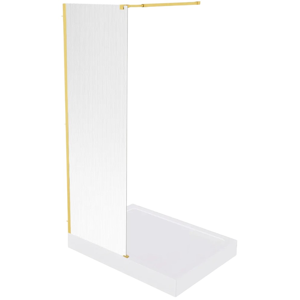 душевой уголок gooddoor walk in sp-c-bg 130x195 ребристые стекла / профиль брашированное золото