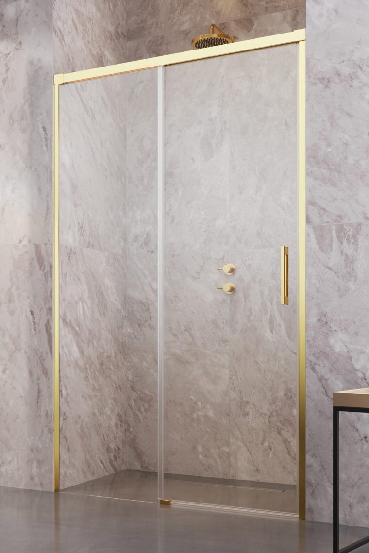 душевая дверь radaway idea gold dwj 140 left 140x200,5 стекла прозрачные, профиль золото