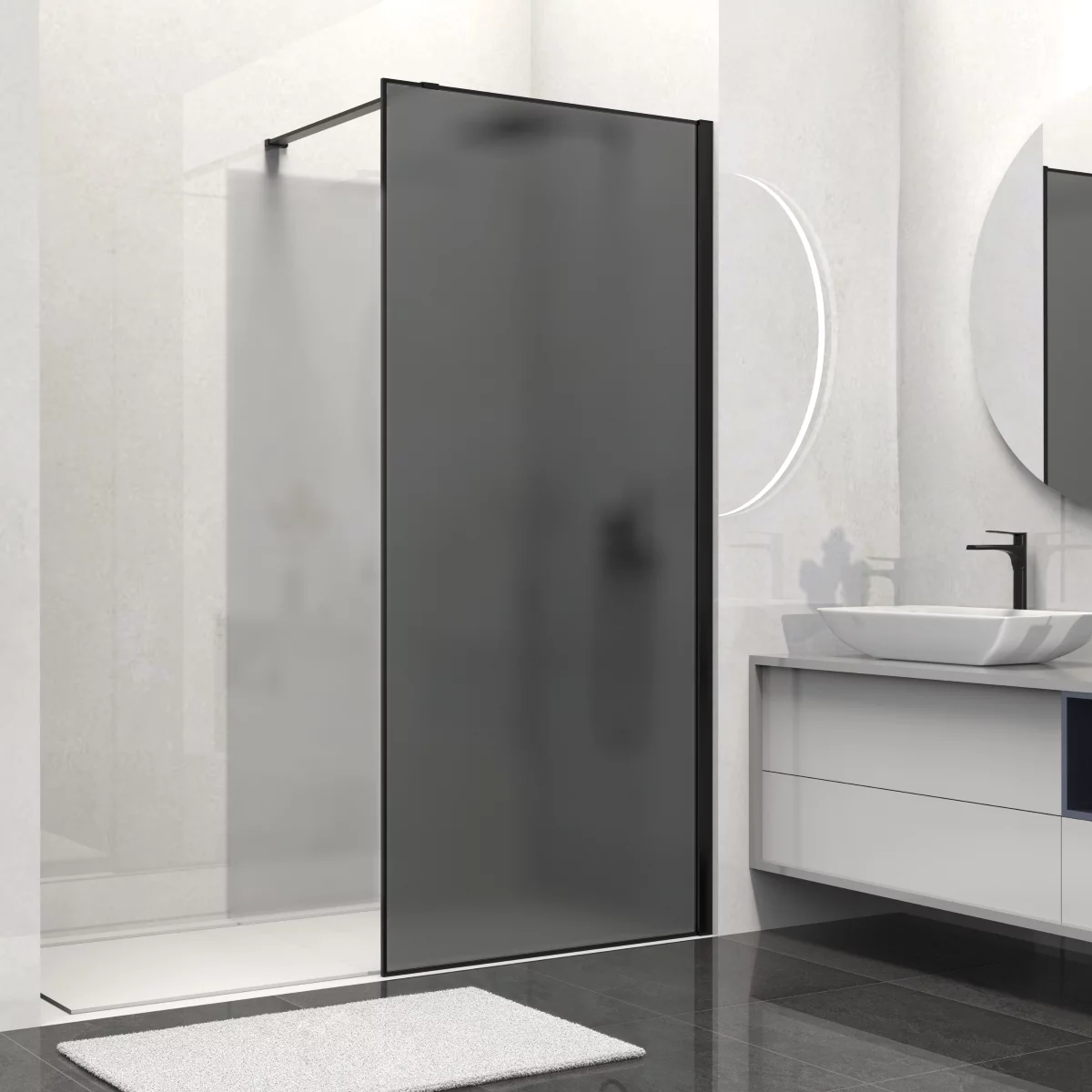 душевой уголок vincea walk-in vsw-1hs100gfb 100x200 стекло тонированное / профиль черный матовый