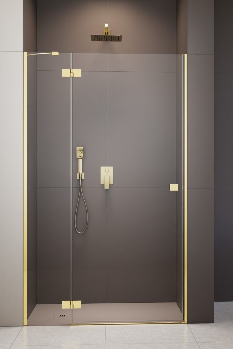 душевая дверь radaway essenza 8 gold dwj 110x200 левая, стекла прозрачные, профиль золото