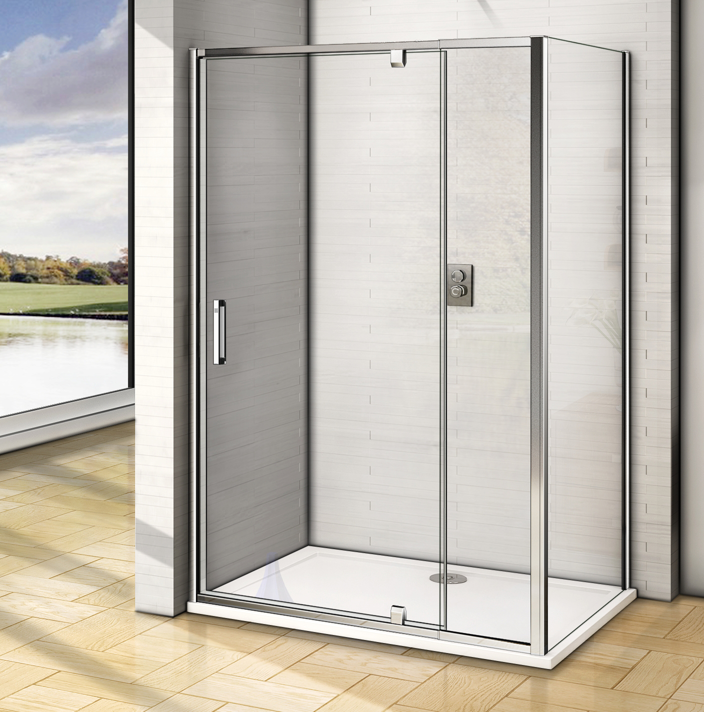 душевой уголок gooddoor orion wtw-pd+sp 100x100 стекло прозрачное / профиль хром
