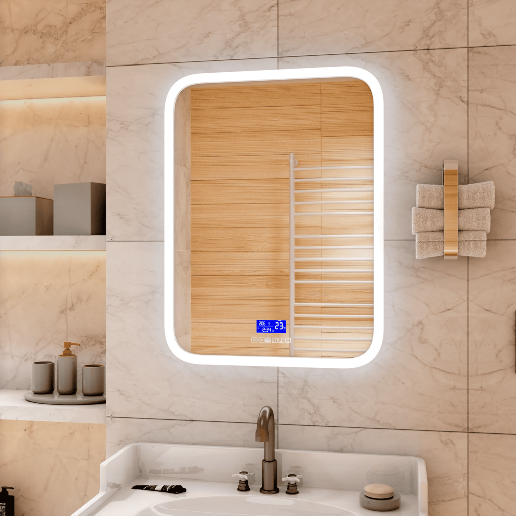 зеркало континент glamour led 60x80 с многофункциональной панелью и подогревом