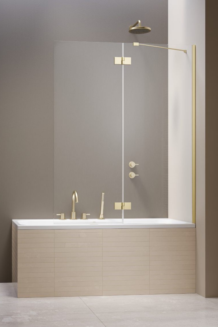 душевая шторка radaway essenza 6 brushed light gold pnd ii 110x150 правая стекла прозрачные, профиль брашированное светлое золото