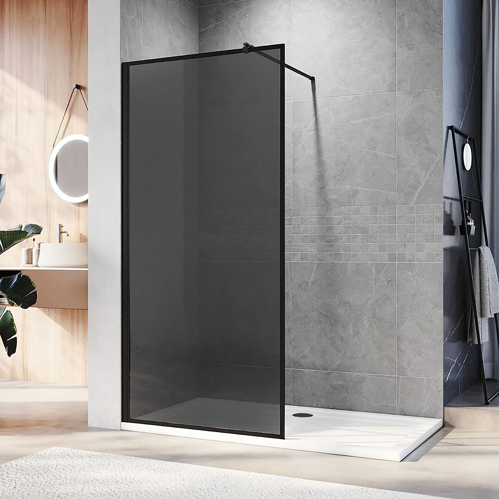 душевой уголок veconi kr-81b 90x200 тонированное стекло / профиль черный матовый