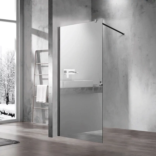 душевая стенка vincea walk-in vsw-1h100mrb 100x200 стекло зеркальное / профиль черный матовый