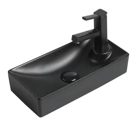 умывальник накладной/подвесной santiline sl-2009lmb 40,5x20,5 черный матовый (левый)