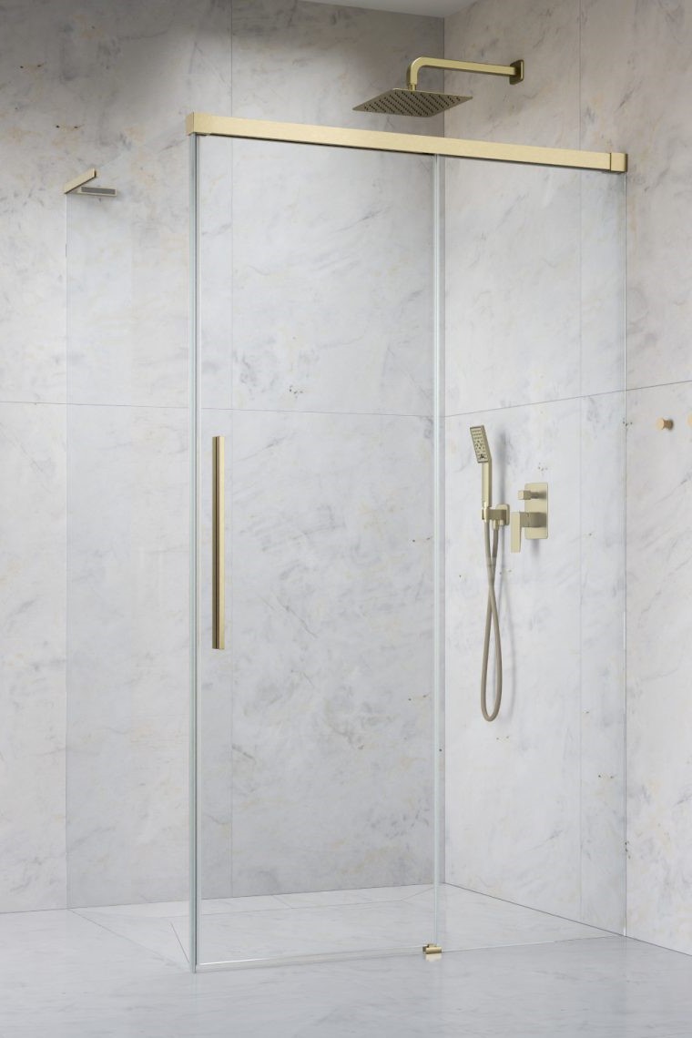 душевой уголок radaway idea 8 ql xl brushed gold kdj 100x100 правый, стекла прозрачные, профиль брашированное золото