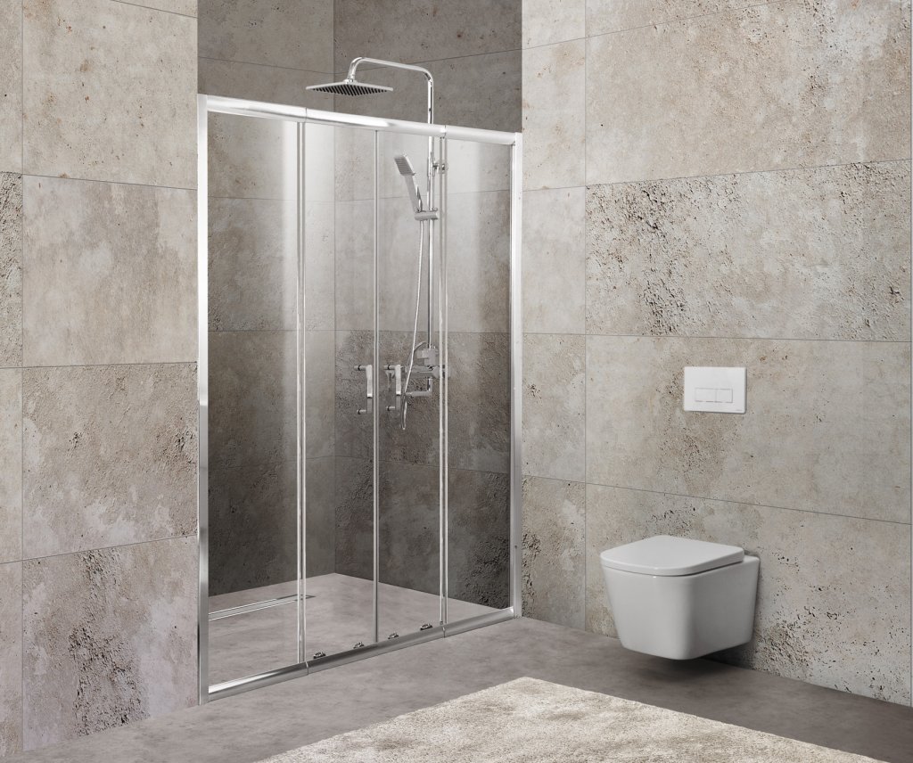 душевая дверь belbagno unique-bf-2-170/200-c-cr (170-200)x190 стекла прозрачные