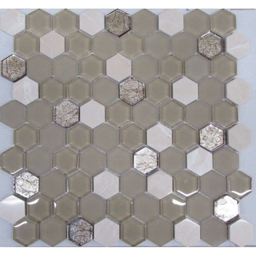 мозаика liya mosaic hexagon beige glass 29.5 x 30.5