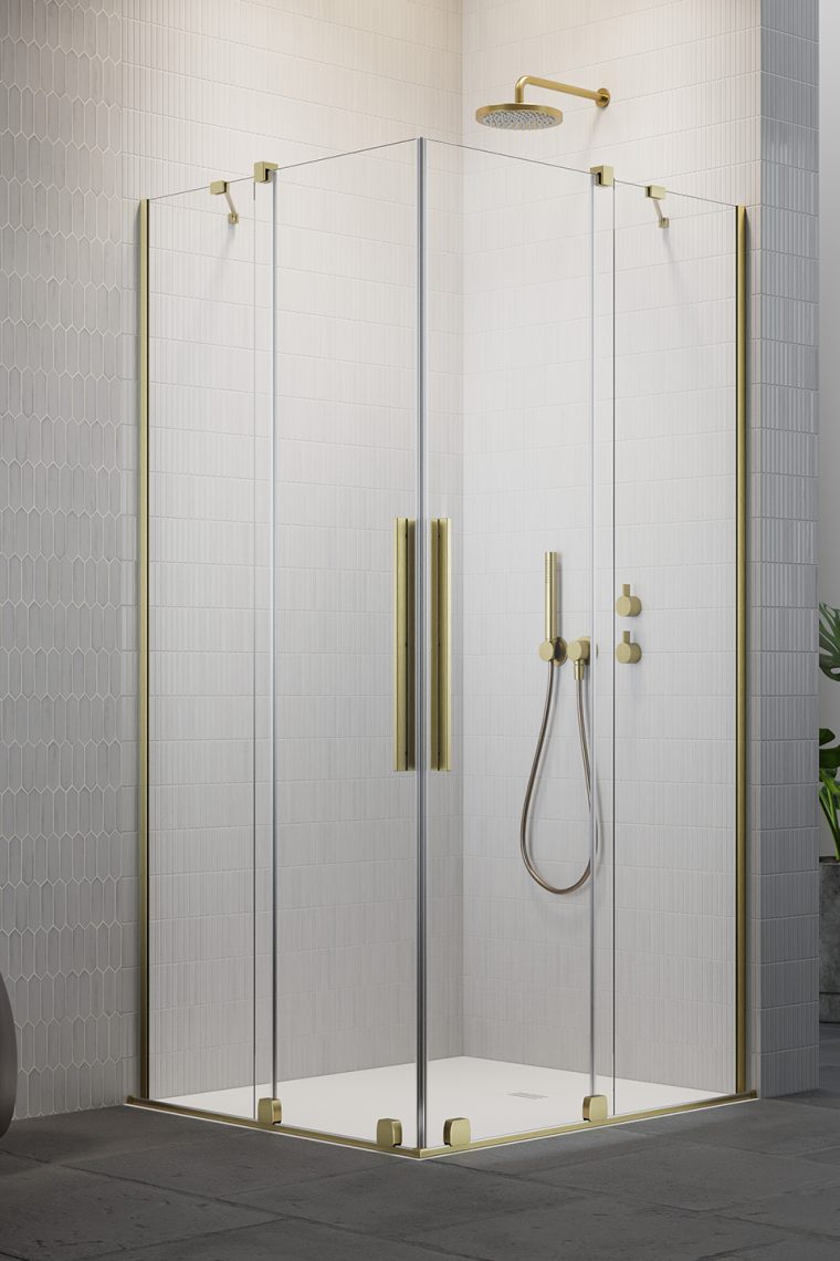 душевой уголок radaway furo brushed gold kdd 120x110 стекла прозрачные, профиль брашированное золото