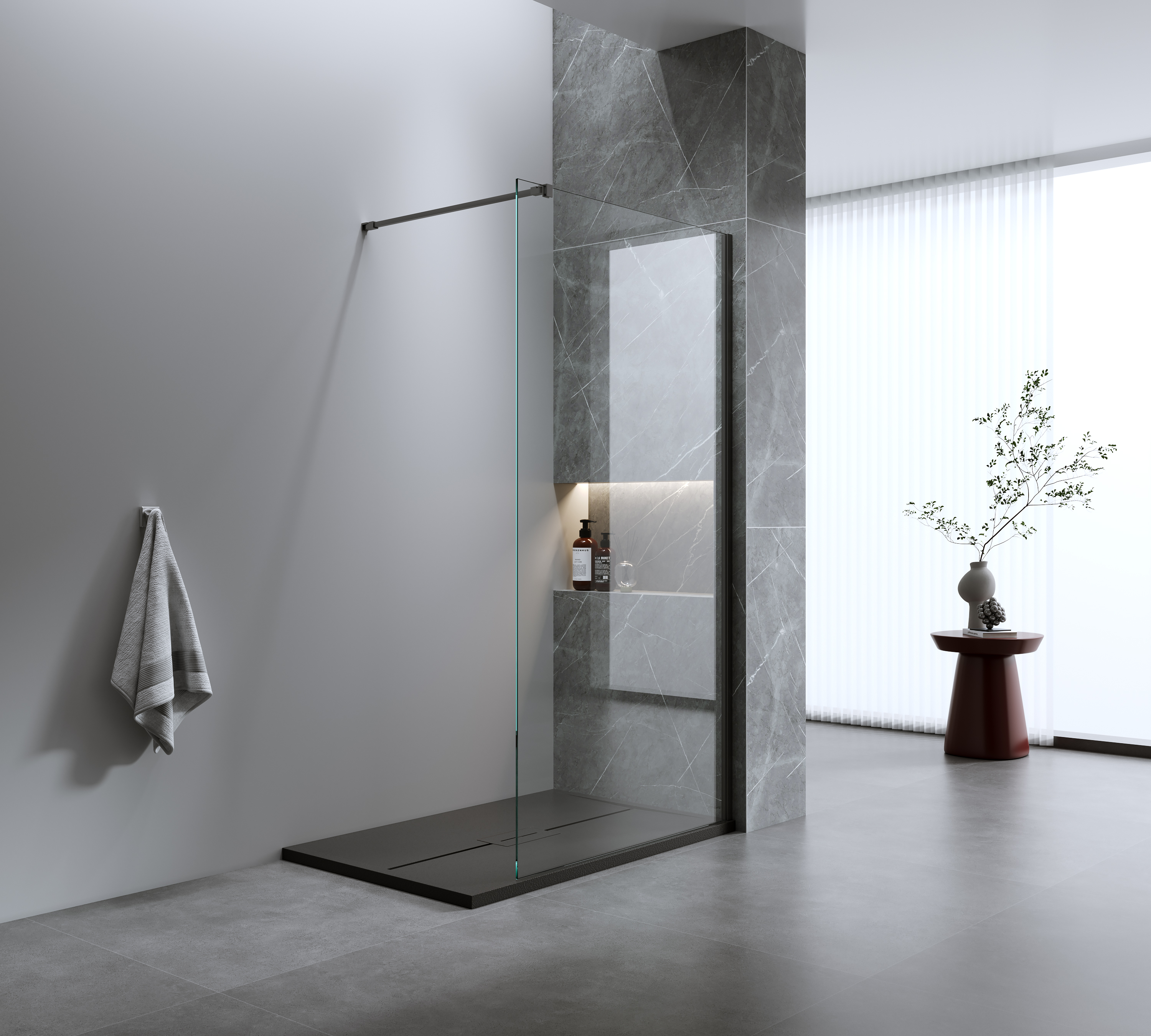 душевой уголок iva walk-in wib90c 90x200 прозрачное стекло / профиль черный