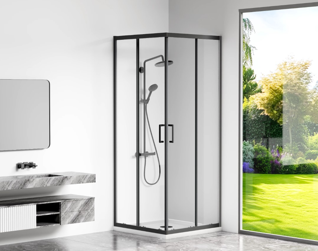 душевой уголок gooddoor cube cr-90-c-b 90x90 прозрачное стекло / профиль черный